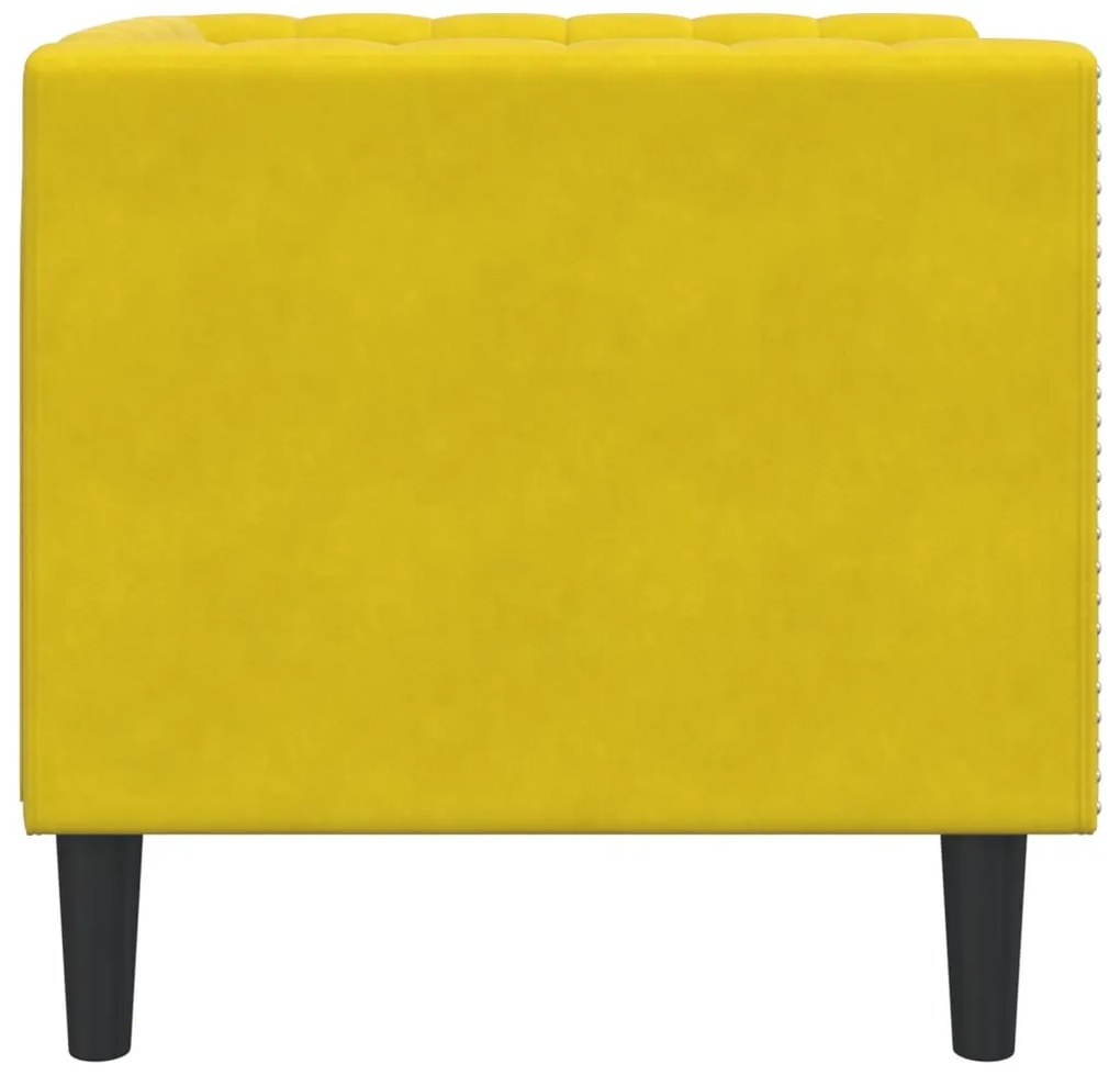 sárga bársony Chesterfield kanapéfotel