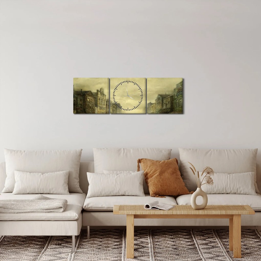 Egy nyugati város képe (órával) (90x30 cm)
