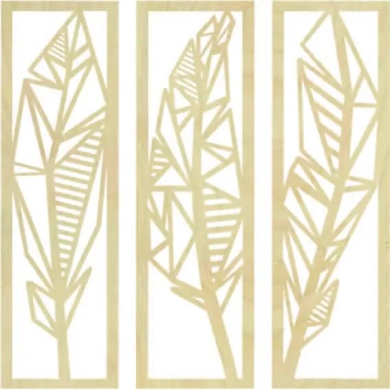 Modern háromrészes festmény banánlevelekről - MUSACEAE