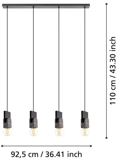 Eglo 99532 - LOBATIA kábeles csillár 4xE27/40W/230V