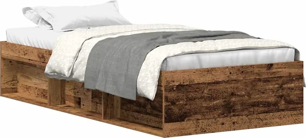 vidaXL antik fa szerelt fa ágykeret matrac nélkül 90x200 cm