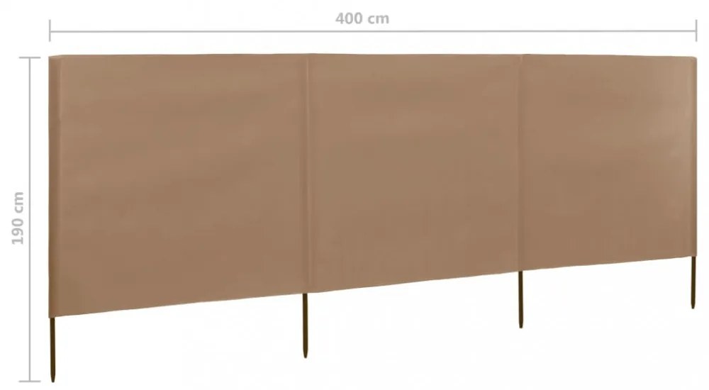 tópszínű szövet 3-paneles szélfogó 400 x 160 cm