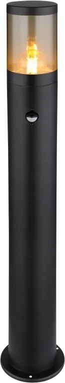 Kültéri lámpa fekete kerek kerti oszlop érzékelővel Xeloo 32016BSS
