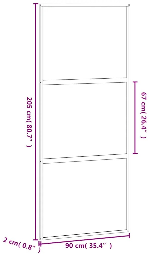 fehér edzett üveg és alumínium tolóajtó 90 x 205 cm