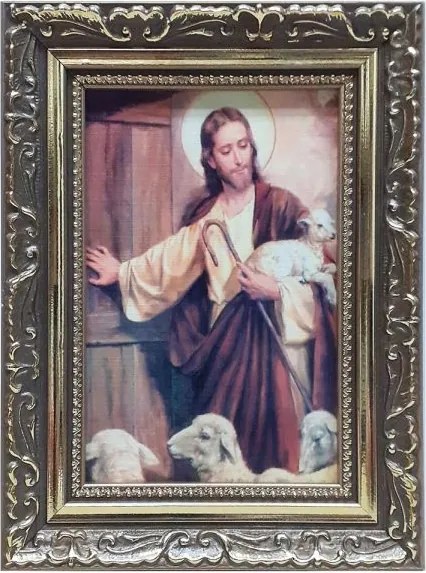 Vászonkép 10x15cm Pj Jó Pásztor díszkeret