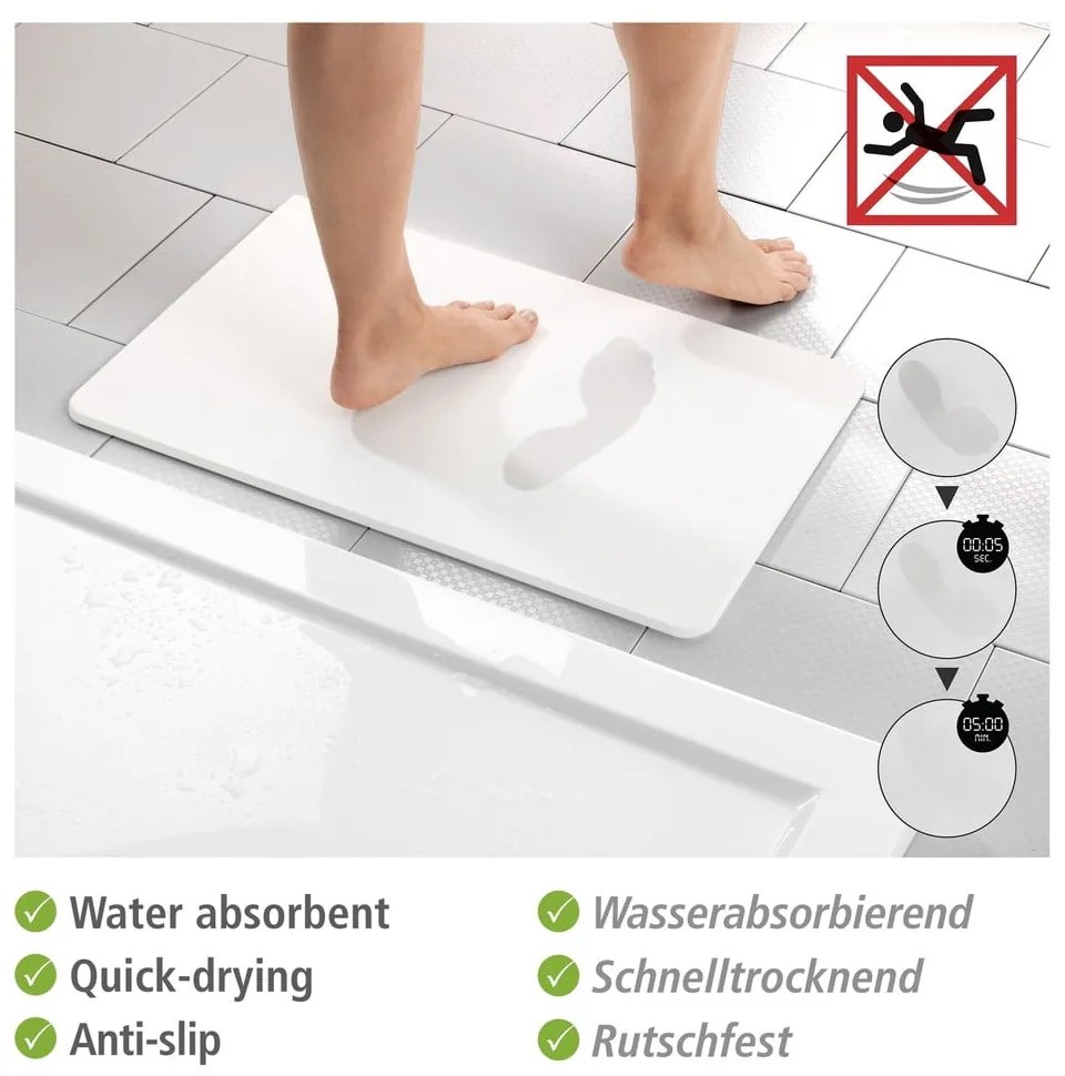 Fehér kovaföld fürdőszobai kilépő 39x60 cm Simi – Wenko