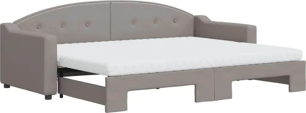 vidaXL tópszínű kihúzható szövet heverő matracokkal 80 x 200 cm