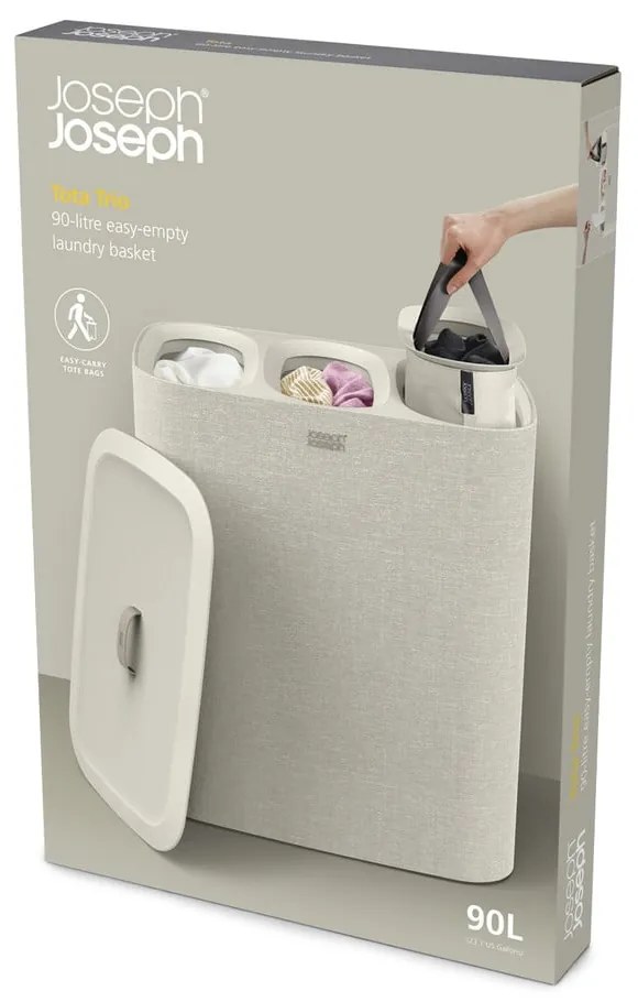 Bézs textil szennyeskosár 90 l Tota Trio – Joseph Joseph