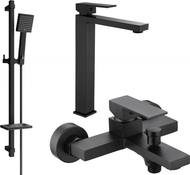 Mexen Uno DQ45 fürdőkád csomag, fekete - 71413DQ45-70