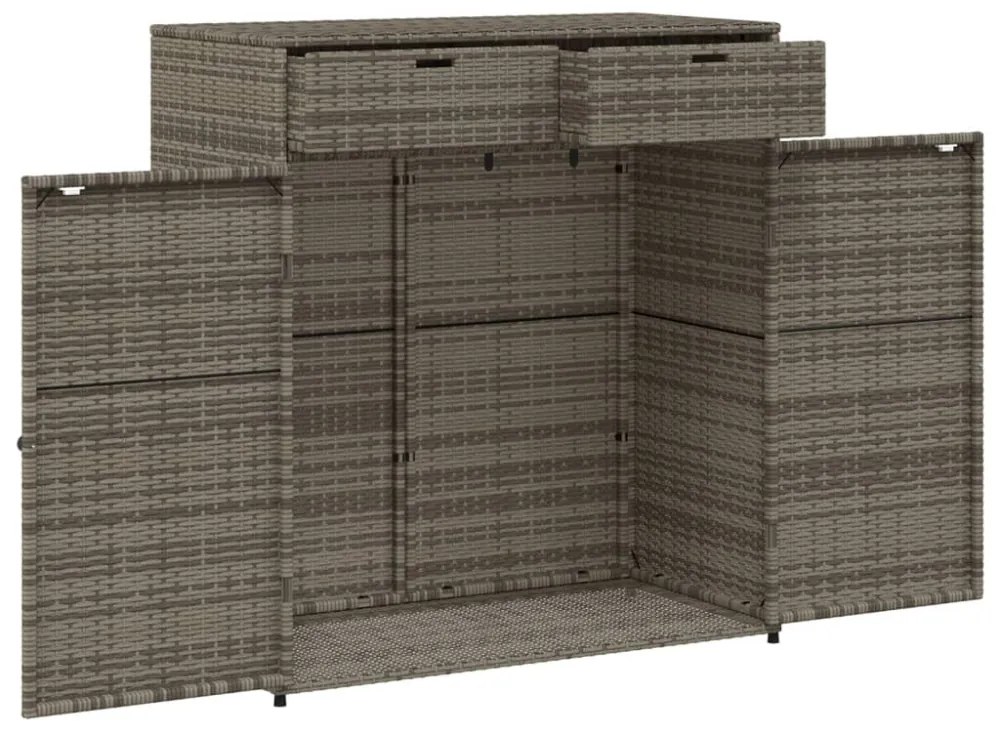 szürke polyrattan kerti tárolószekrény 105 x 55 x 113 cm