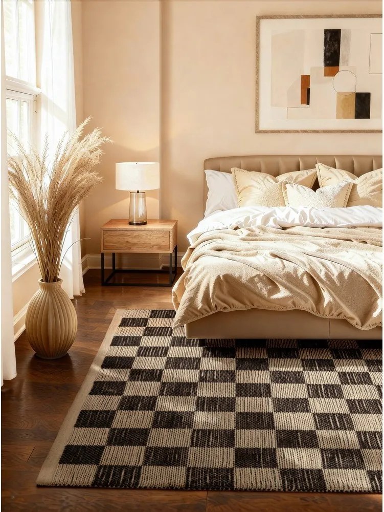 Fekete-krémszínű kétoldalas-kézi szövésű jutakeverék szőnyeg 120x170 cm Rex – Hanse Home