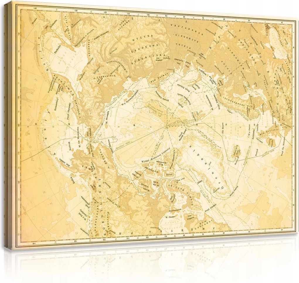 Vászonkép 100x75 Régi világtérkép Sarkvidék vintage fali dekoráció