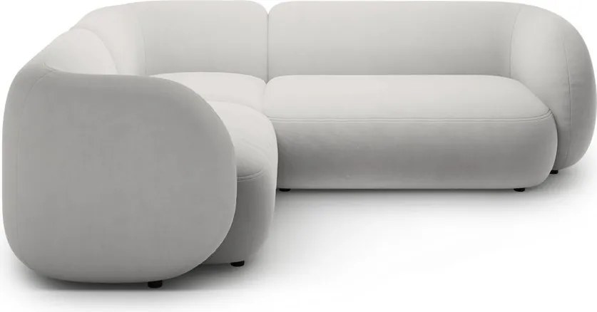 Világosszürke bársony sarokkanapé (bal oldali-L alakú) Kate – Micadoni