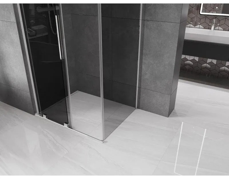 Mexen Velar L, zuhanykabin tolóajtóval 110 x 80 cm, 8mm szürke üveg, króm, 871-110-080-43-01