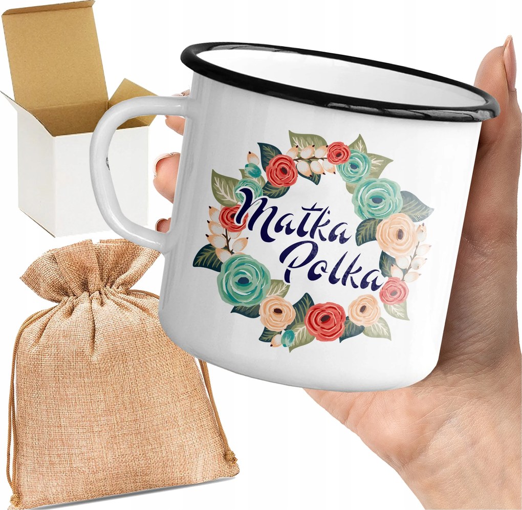 Bögre_emalinozott Nyomott Mintás Anya Pöttyös Virágos Nyomott Mintás Anyák Napjára