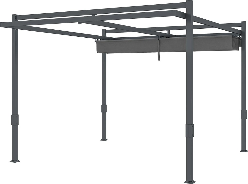 Outsunny Pergola Pavilon kb. 3.5x3m Alumínium Stabil Téli Védelem Állítható Csúszó Tetővel Szabadon Álló Kerti Pavilon Terasz Fedél Kerti Erkély Szürk