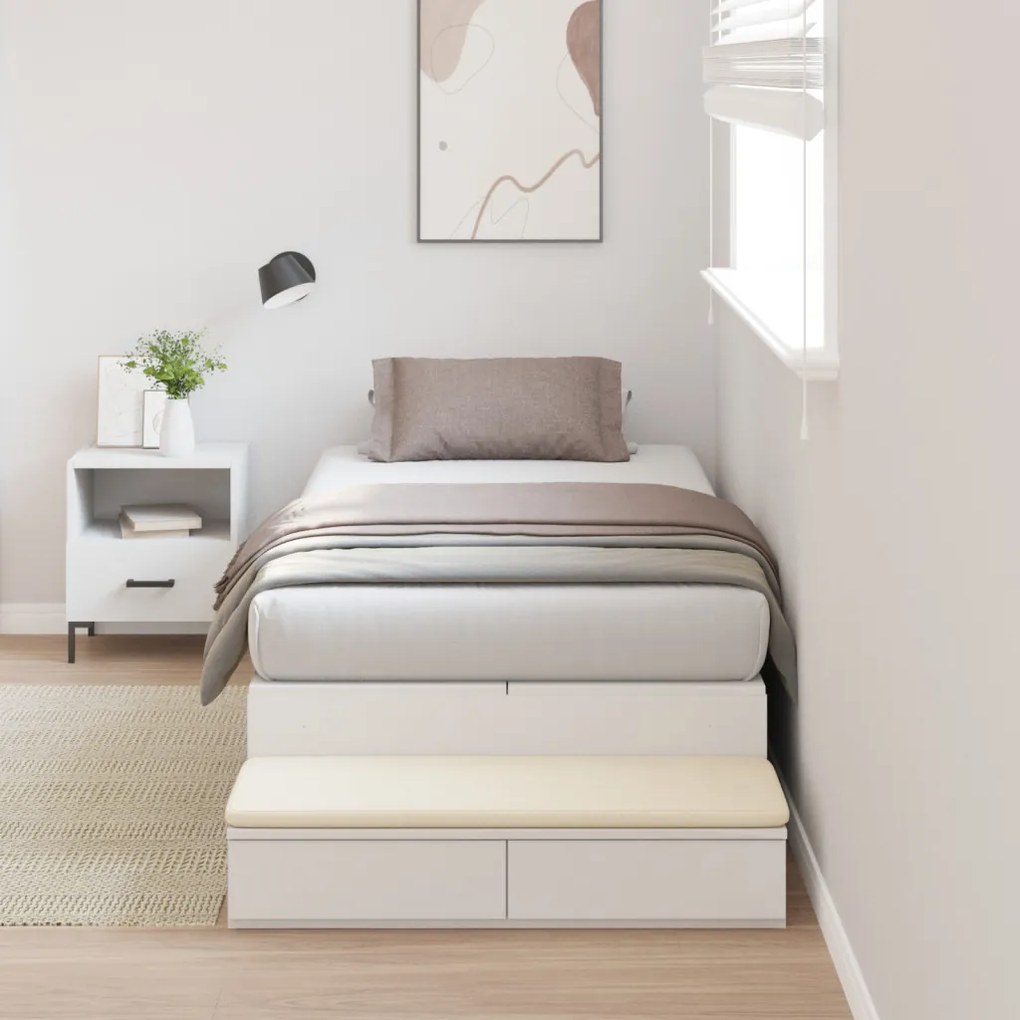 Tároló Ágykeret Fehér 90x200 cm