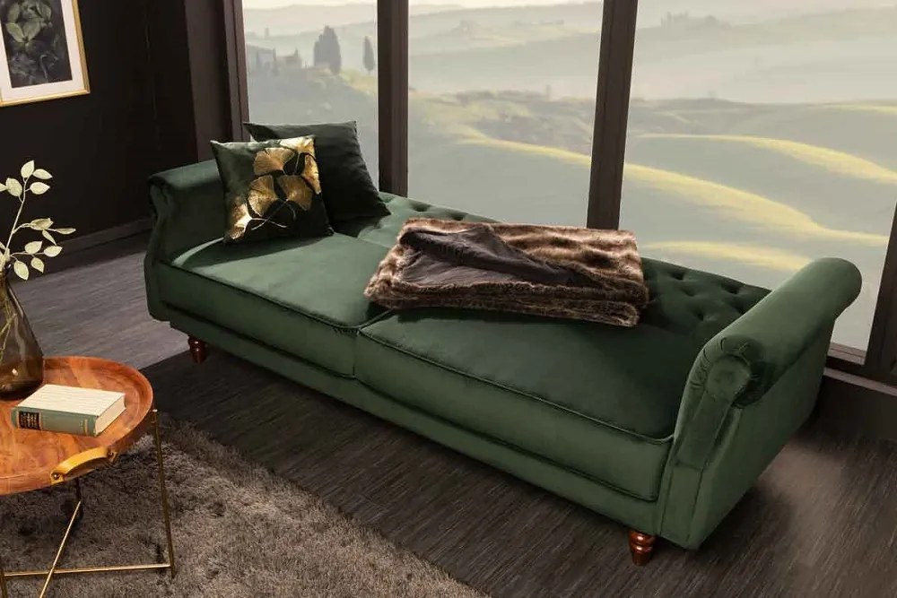 Design ágyazható kanapé Talise 220 cm zöld bársony