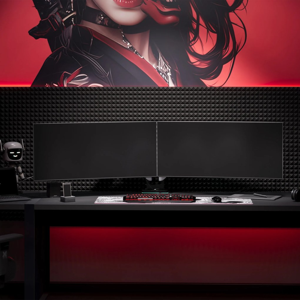 Képernyőállvány két 49 hüvelykes monitorhoz, fehér-fekete X-Arm Dual RGB