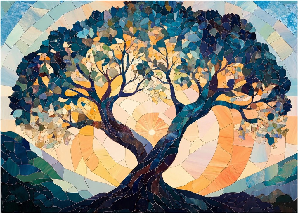 Kép – Mozaik – nap és fa II. (70x50 cm)