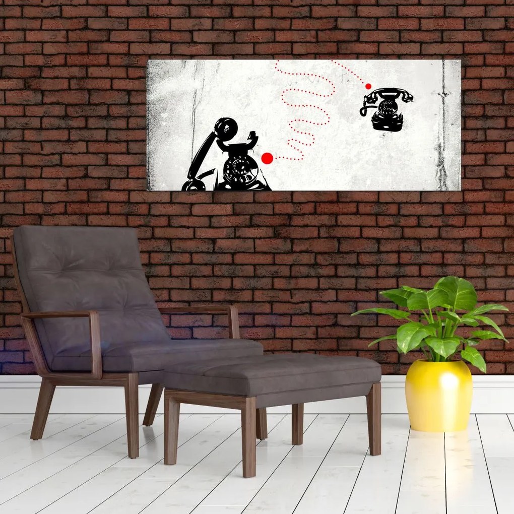 Kép - Telefon rajza Banksy stílusában (120x50 cm)