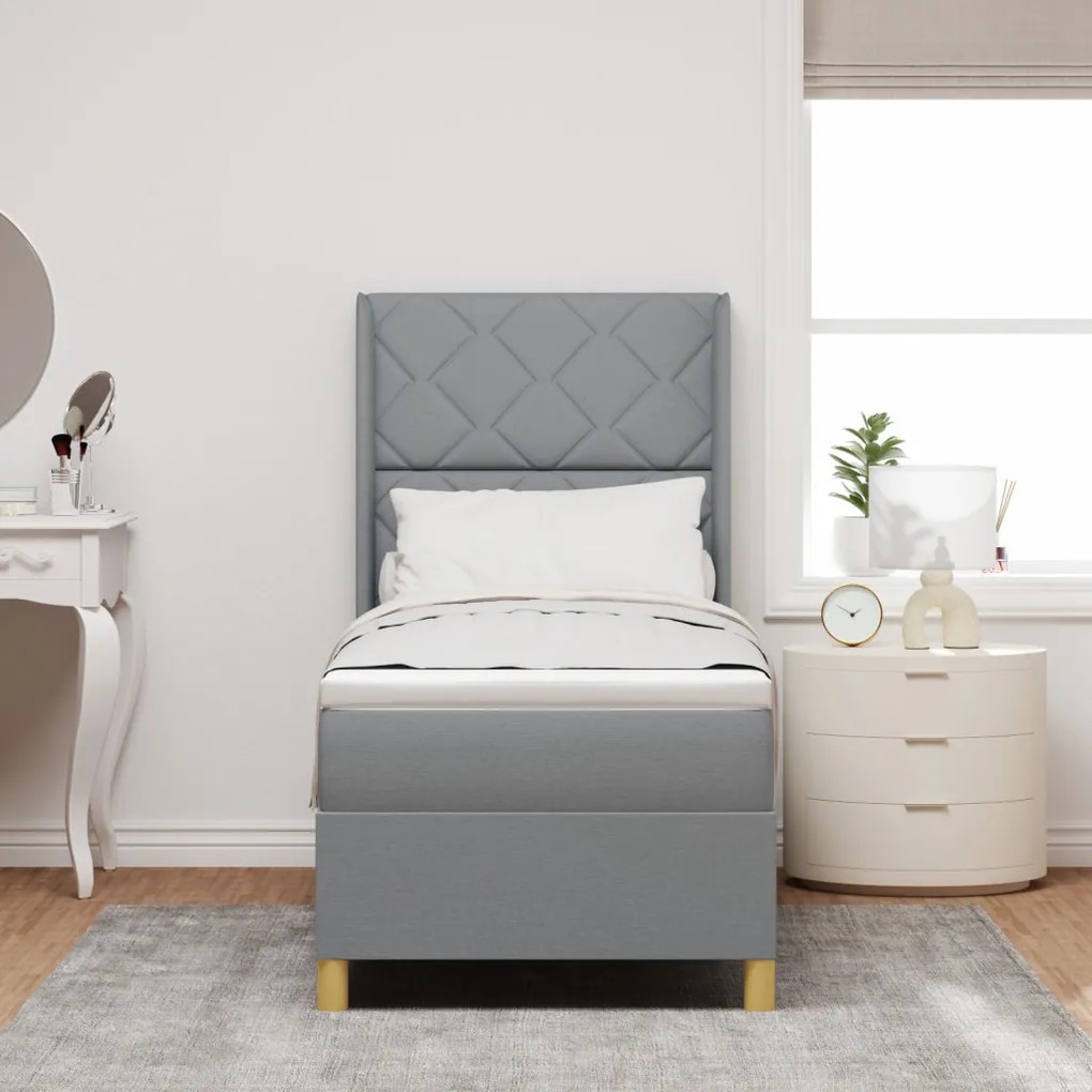 Boxspring Ágy Mattal & LED Fény Szürke 80x200 cm Szövet