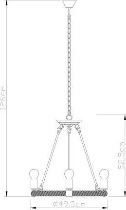 Globo 69029-6 Függeszték metál fekete, kender, ø: 495, H:1260, exkl. 6xE27 40W 230V