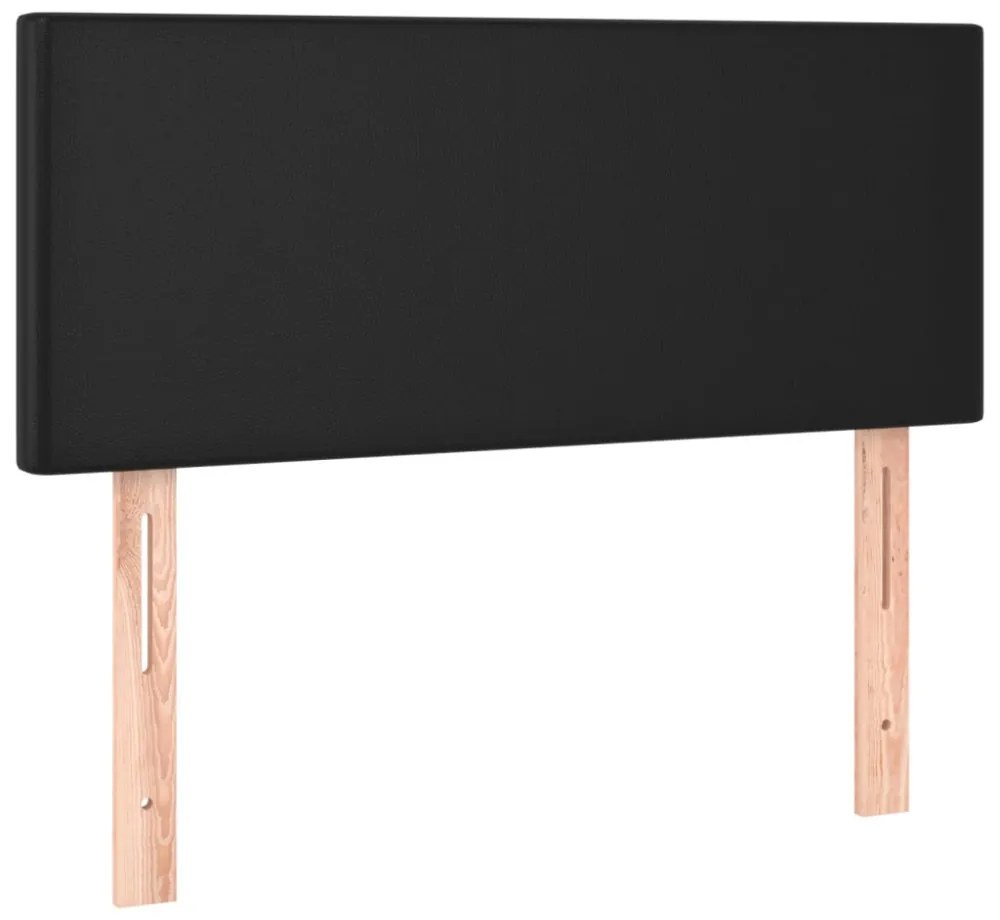 fekete műbőr rugós ágy matraccal 80 x 200 cm
