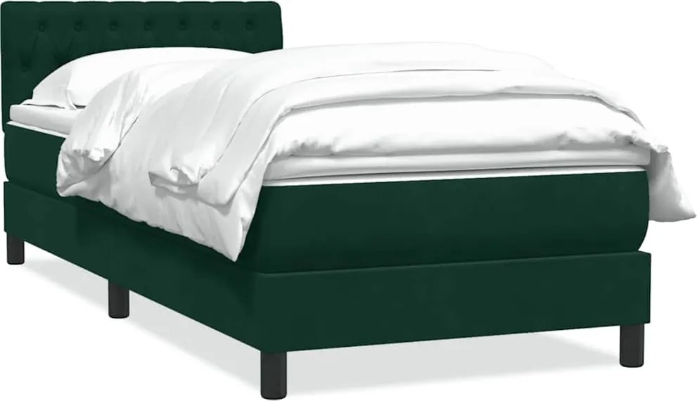 vidaXL sötétzöld bársony rugós ágy matraccal 80x220 cm