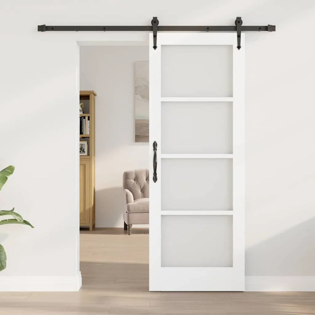 Egyszerű Csúszó Ajtó Fehér 73.5 x 198.5 cm Fa és fém