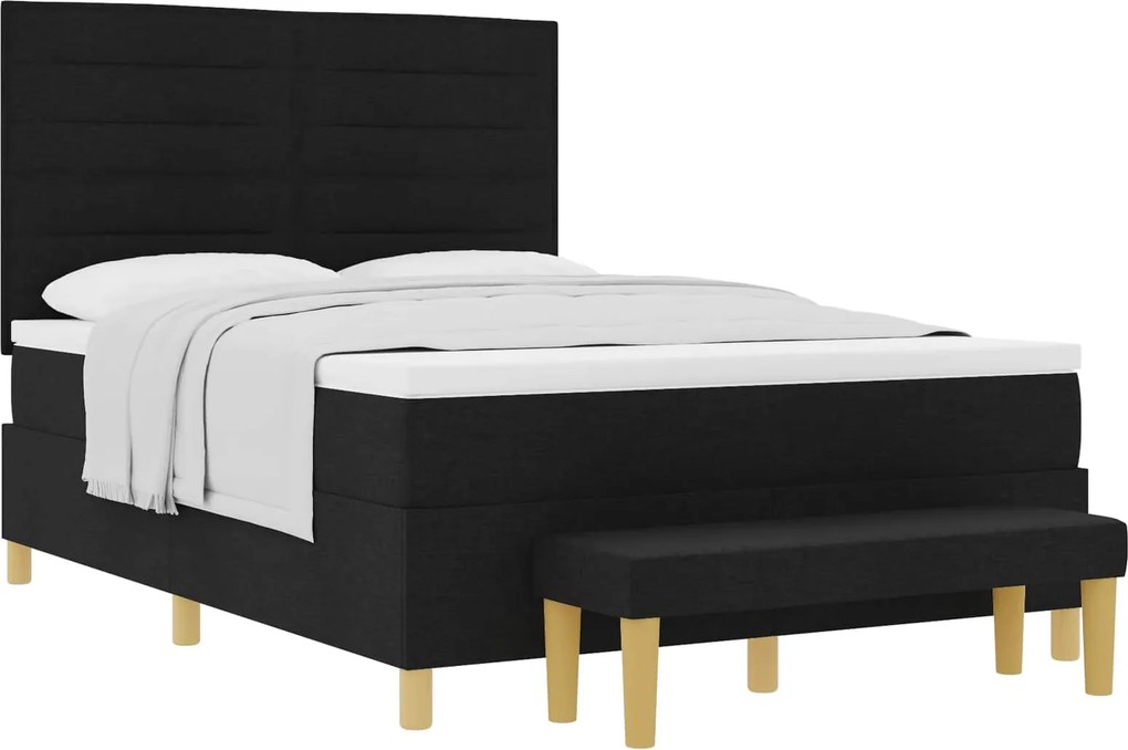 vidaXL Boxrugós ágy matracmal fejtámlával Fekete 160 x 200 cm szövet
