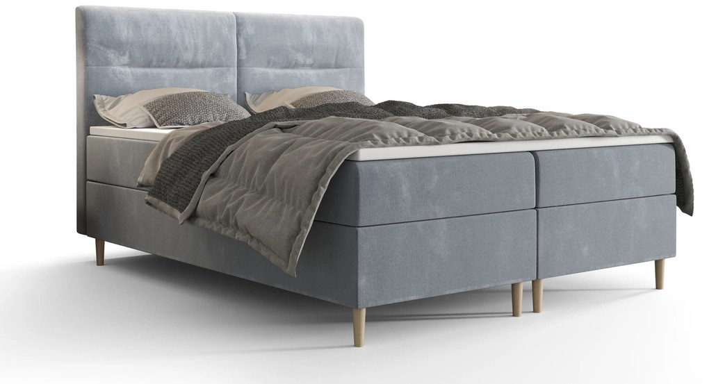 Franciaágy  Boxspring 160 cm Saruta (világoskék) (matraccal és tárolóhellyel). 1047361