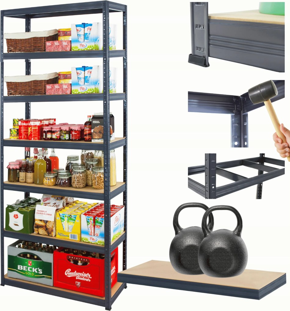 Tárolószekrény fém állvány Helios 270x120x40cm 7Px275kg 300EZER Komb