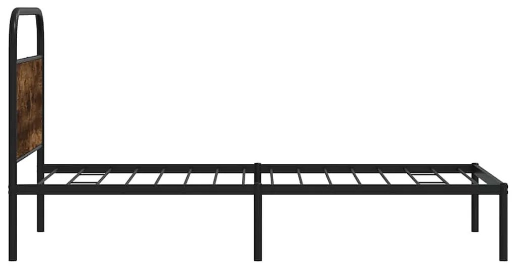 ágykeret matrac nélkül 100x200 cm füstölt tölgy fűrészelt fa