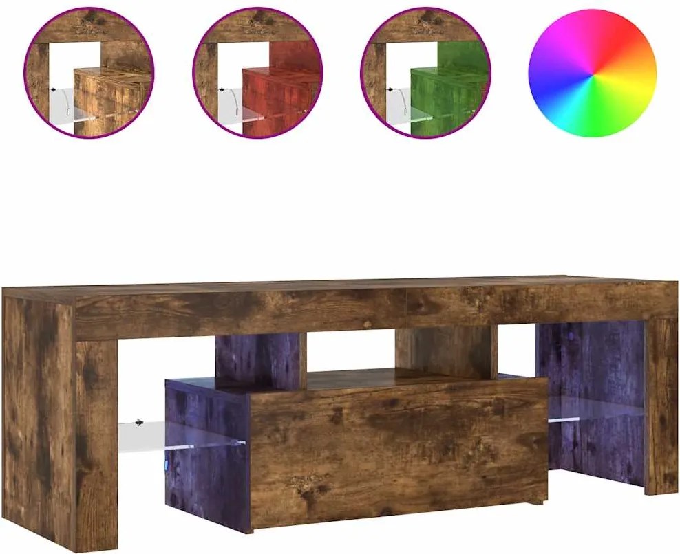 vidaXL füstös tölgy színű TV-szekrény LED-világítással 120x35x40 cm