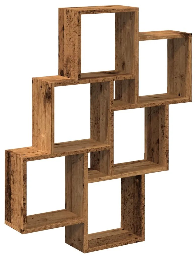 antik fa színű szerelt fa fali kockapolc 78 x 15 x 93 cm