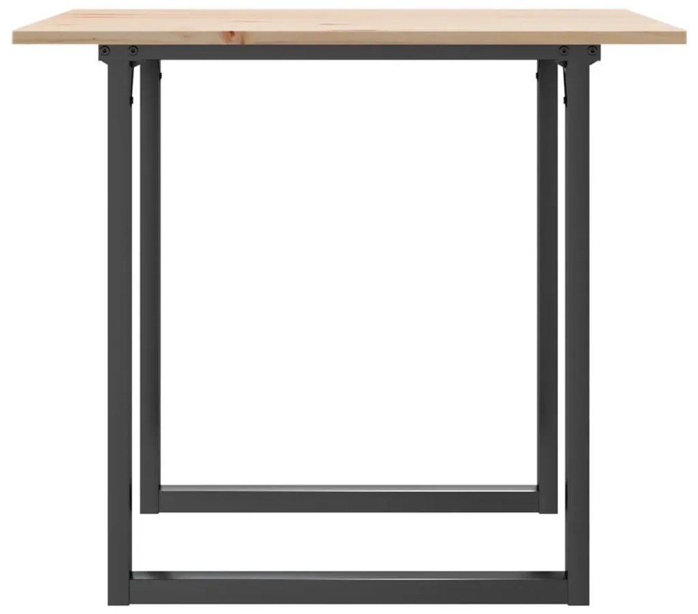 Tömör fenyőfa és acél étkezőasztal O-vázzal 90x90x75 cm