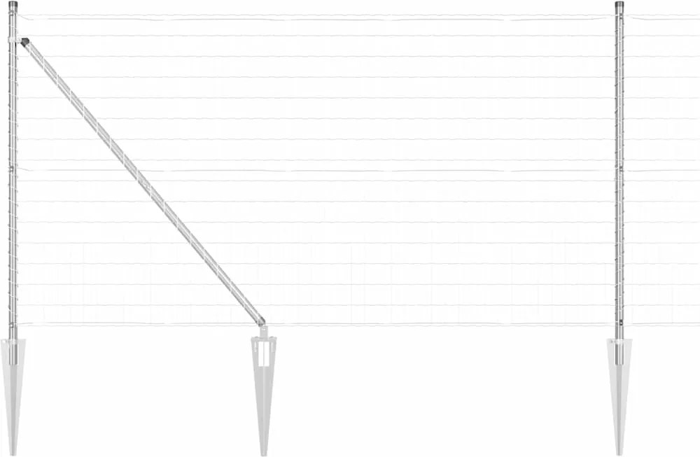 vidaXL Kerítés oszlopokkal Ezüst 1 x 10 m Acél
