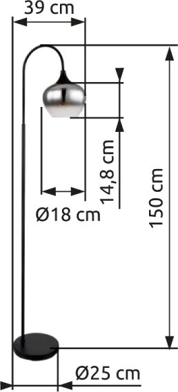 Globo 15548S - Állólámpa MAXY 1xE27/40W/230V fekete/füstös