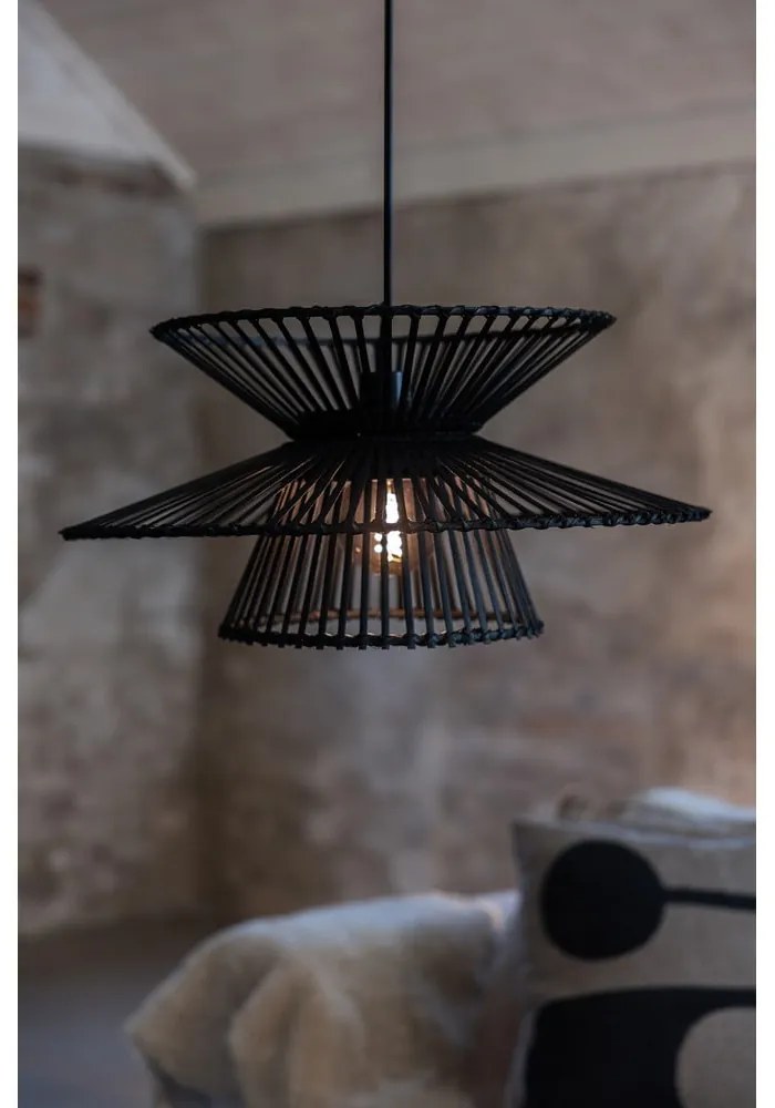 Fekete függőlámpa bambusz búrával ø 57 cm Duplici – Markslöjd