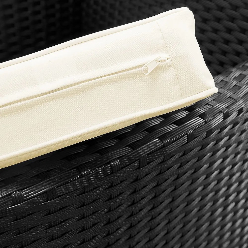 Casaria® Kerti rattan szett Berlin WPC 1+6 - fekete