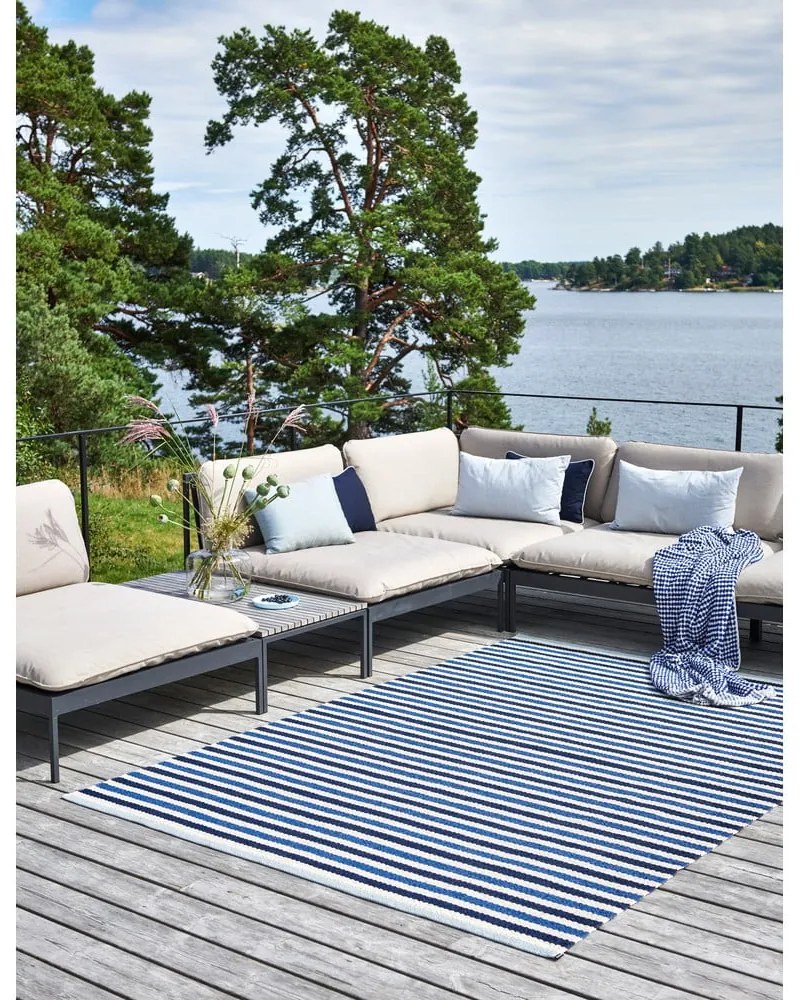 Kék-krémszínű kültéri-beltéri szőnyeg 70x120 cm Teo Denim – Pappelina