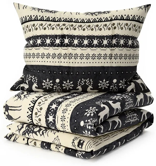 Mikroplüss ágyneműhuzat WINTER DEER szürke Ágyneműhuzat mérete: 2 db 70 x 90 cm | 200 x 220 cm