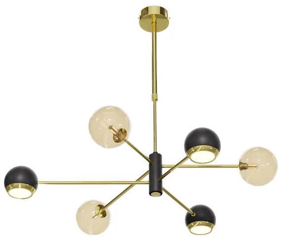 Jupiter 1966 - Csillár rúdon MOKA 3xGU10/10W/230V + 3xG9/10W/230V arany/fekete/bézs