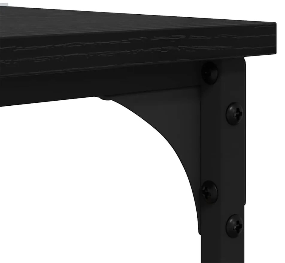 Oldal asztal polcokkal Musta tammi 40 x 30 x 75 cm Faanyag