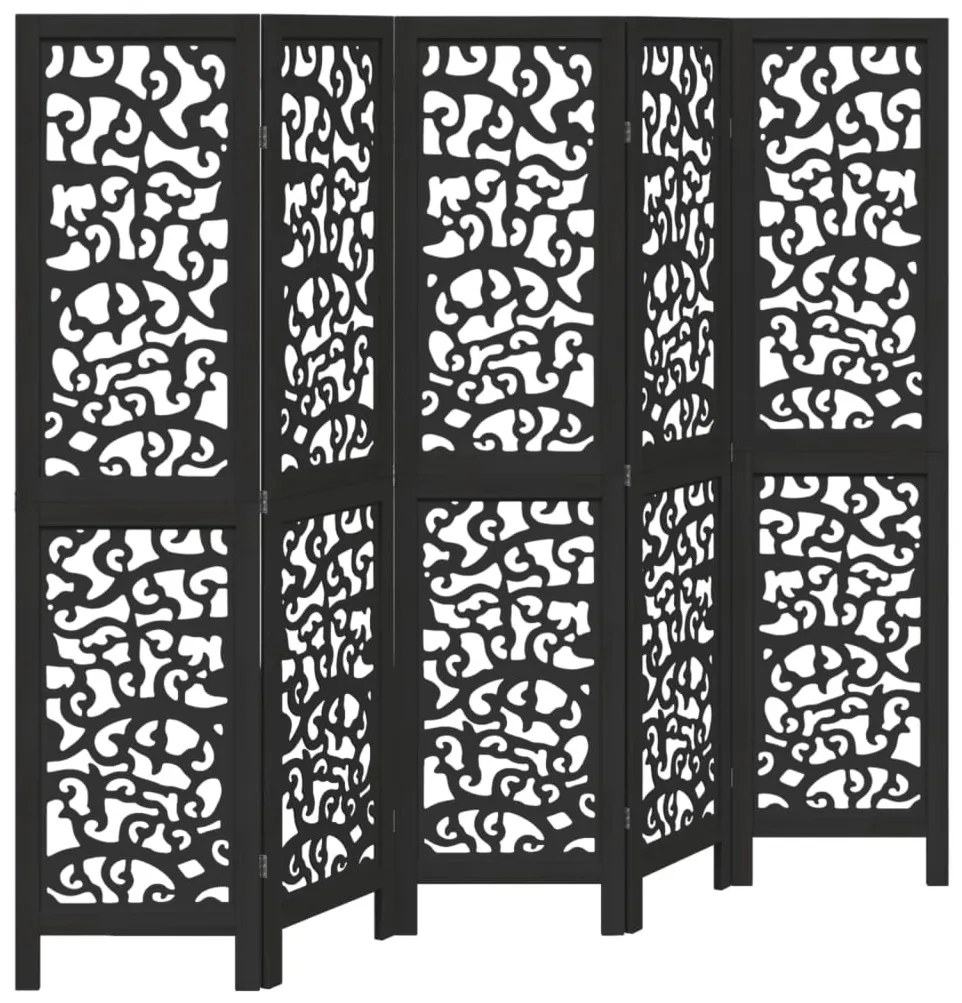 5 paneles fekete tömör császárfa térelválasztó