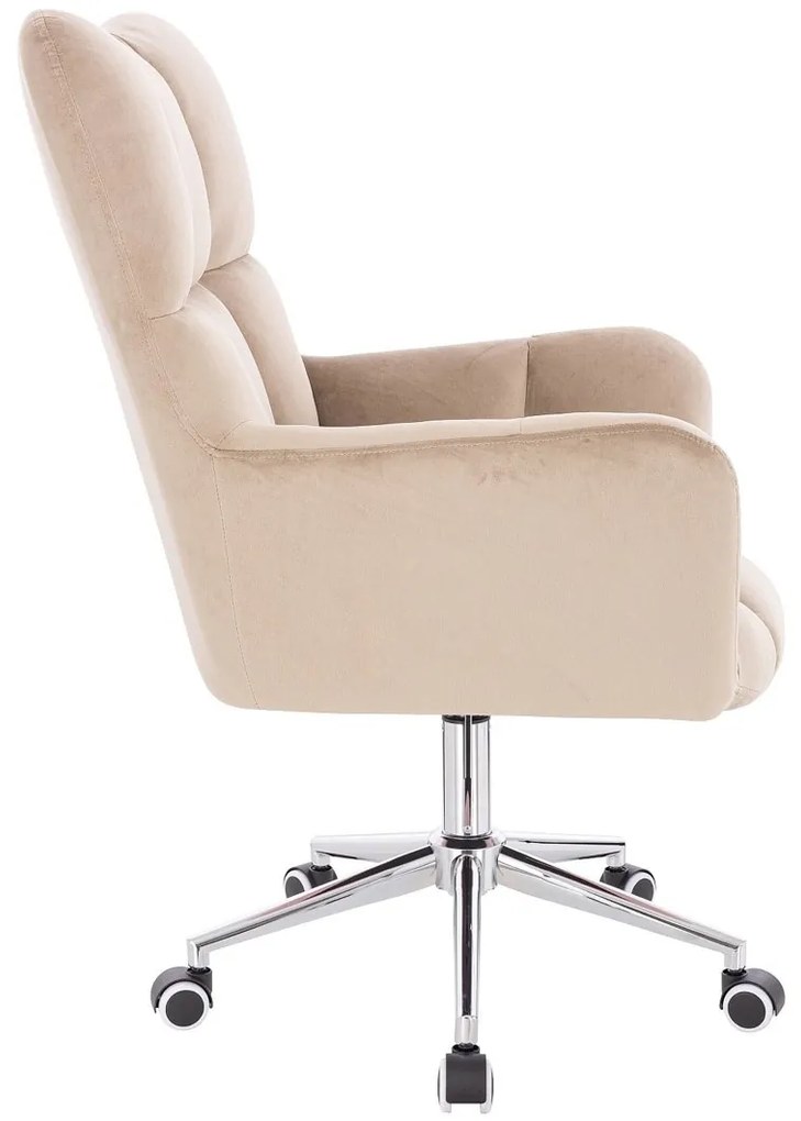 HR650K Latte modern velúr szék krómozott lábbal