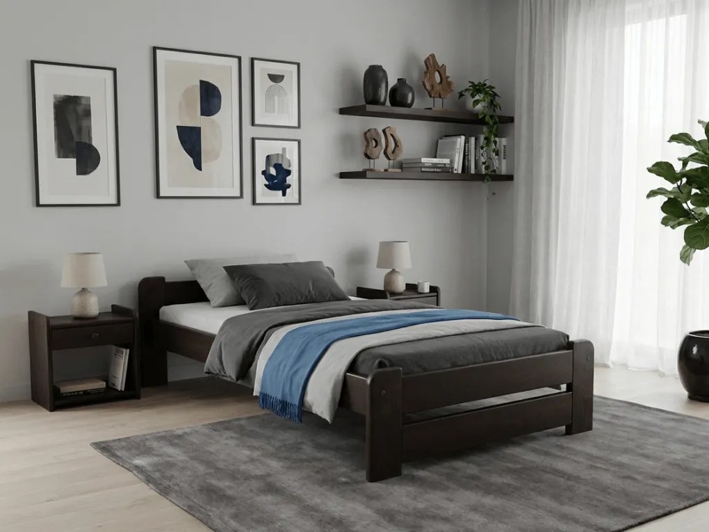 Emily ágy 80x200 cm, diófa Ágyrács: Lamellás ágyrács, Matrac: Deluxe 10 cm matrac