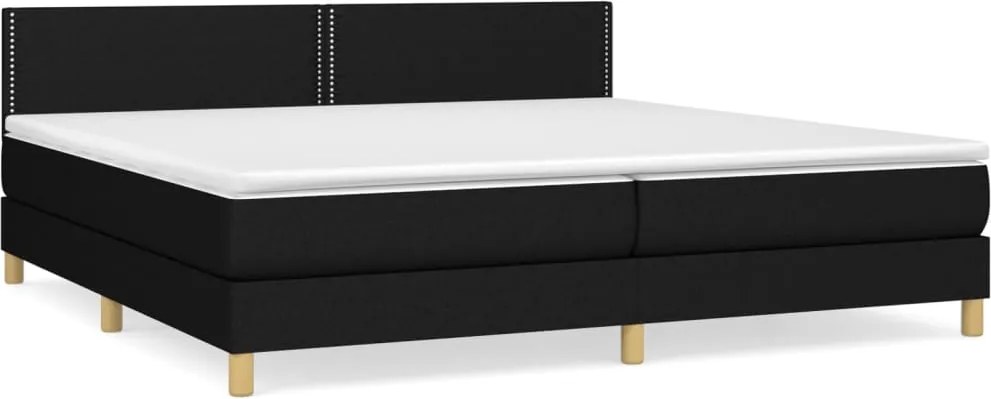 vidaXL fekete szövet rugós ágy matraccal 200 x 200 cm