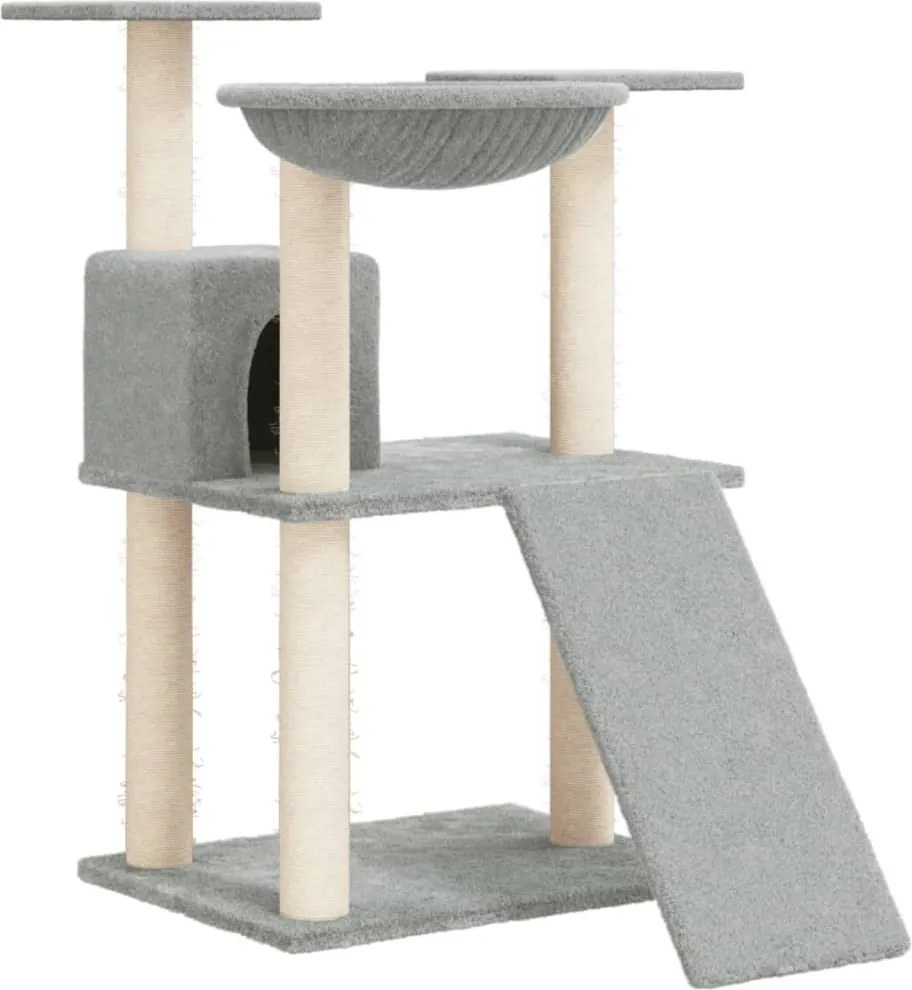 vidaXL világosszürke macskabútor szizál kaparófákkal 83 cm